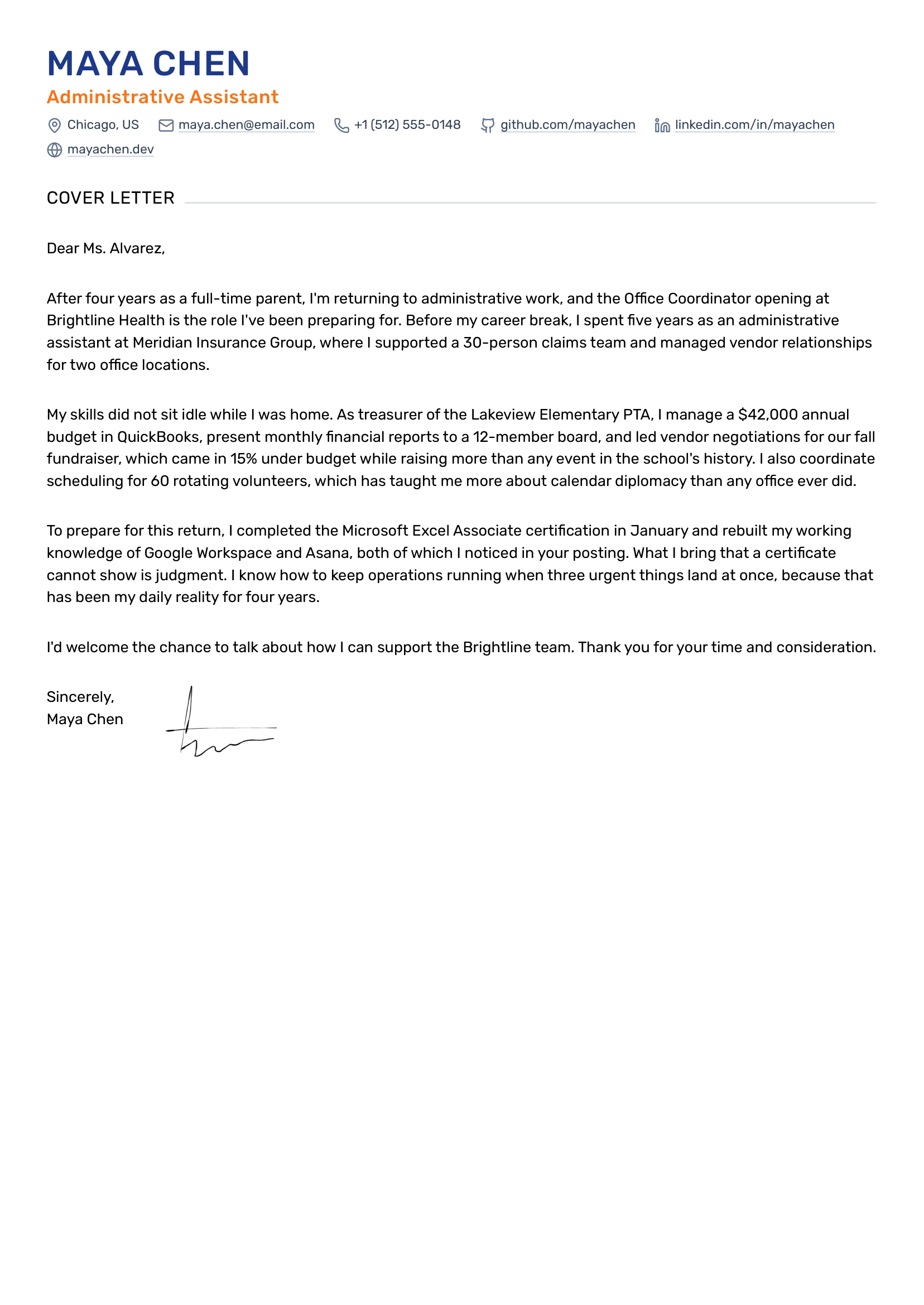 Stay at Home Mom Returning to Work: Cover Letter Example & Guide