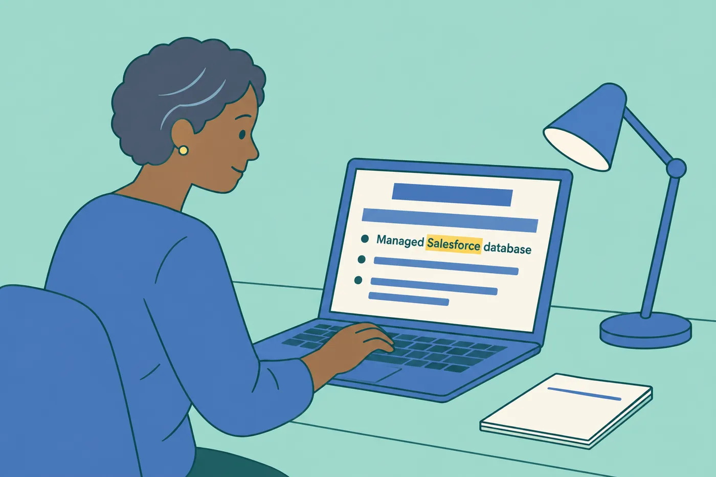 A job seeker writes a resume bullet point containing the keyword Salesforce, for a guide on contextualizing keywords.