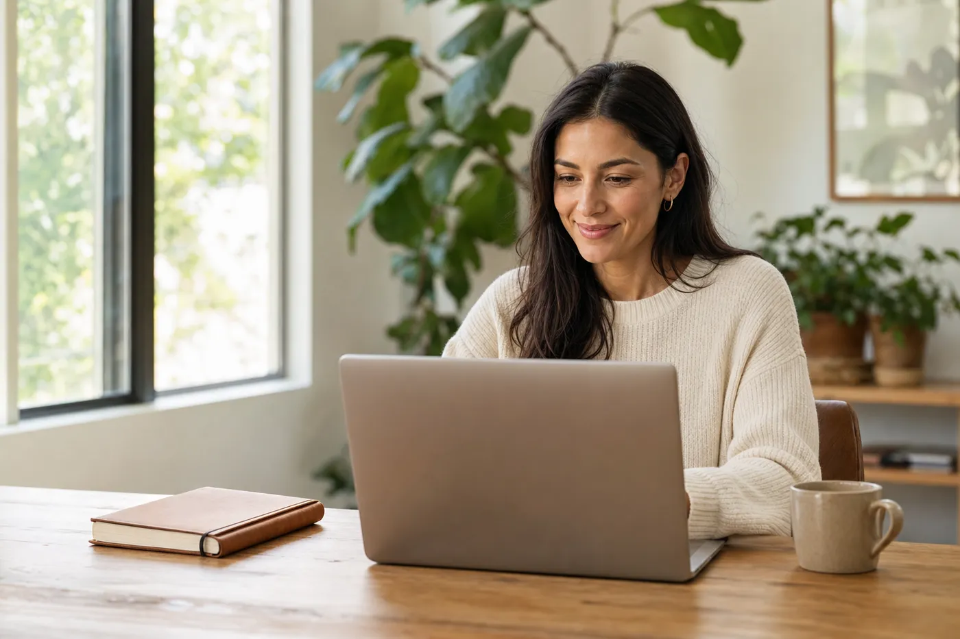 A professional working calmly at an organized desk, representing a streamlined job application workflow.