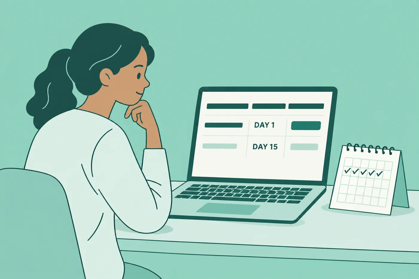 A job seeker tracks her application timing on a spreadsheet comparing early and late submissions, for an article on job search mechanics.