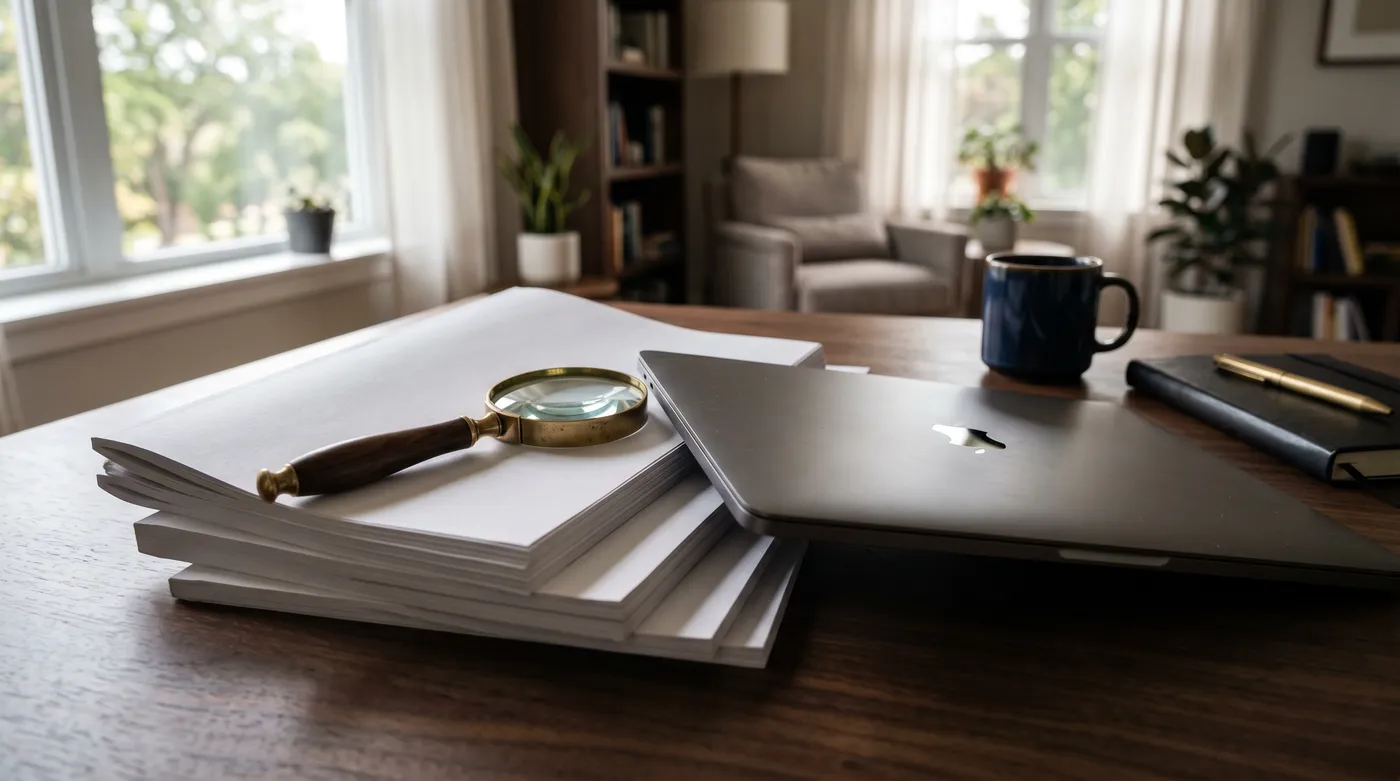 A closed laptop resting on a stack of reference manuals, symbolizing the transition from non-tech to tech roles.